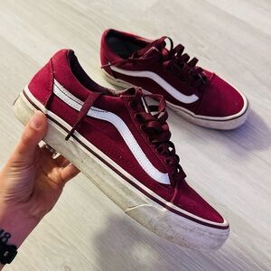 Vans Burgundy Sneakers with White Stripe